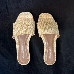 Jeffrey Campbell Tropical Raffia Woven Flat Sandal Size 6